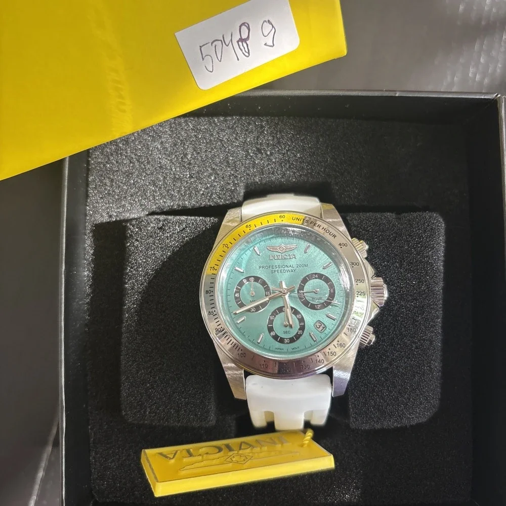 Invicta Speedway Montecarlo Men's Watch 39.5mm White Band Light Blue Dial 50489